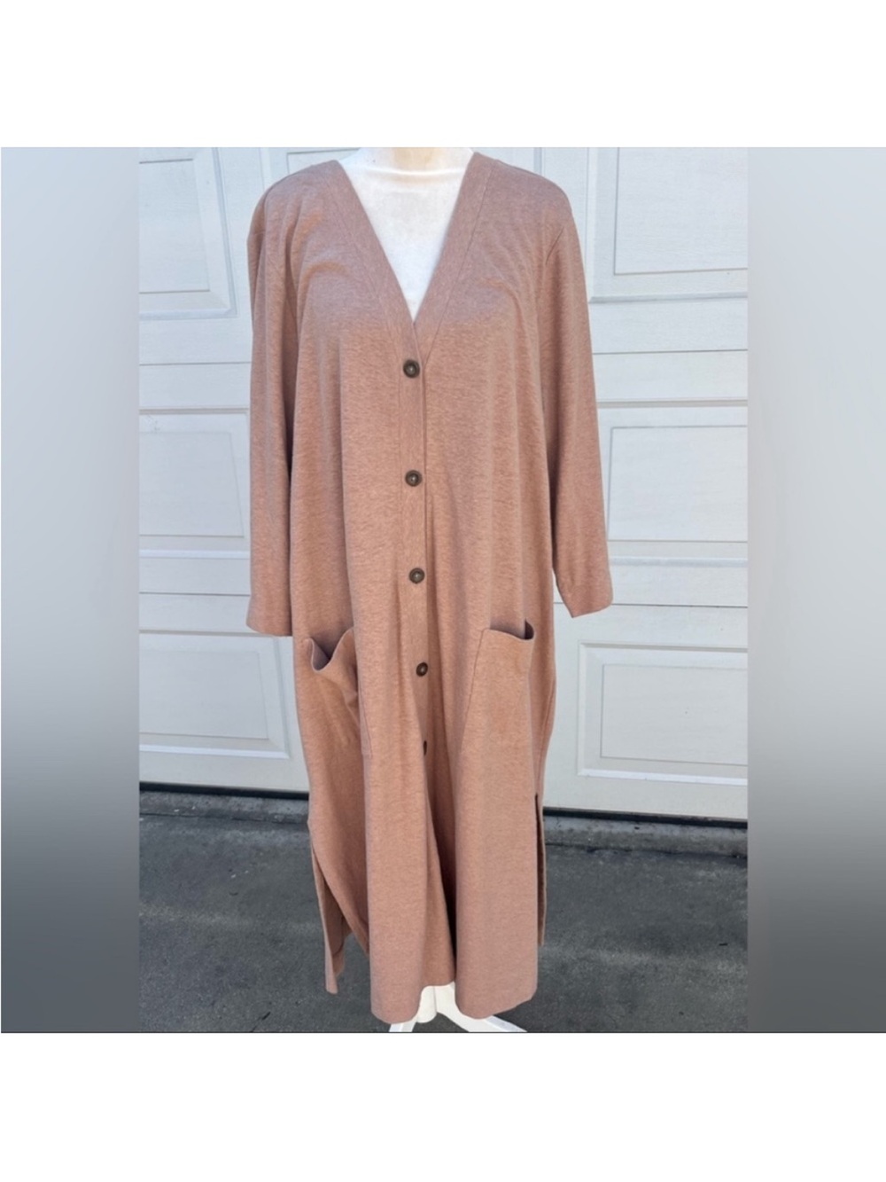 Women's Pure jill Knit Sweater Tunic Dress Cardigan Orange Brown long sleeves XL